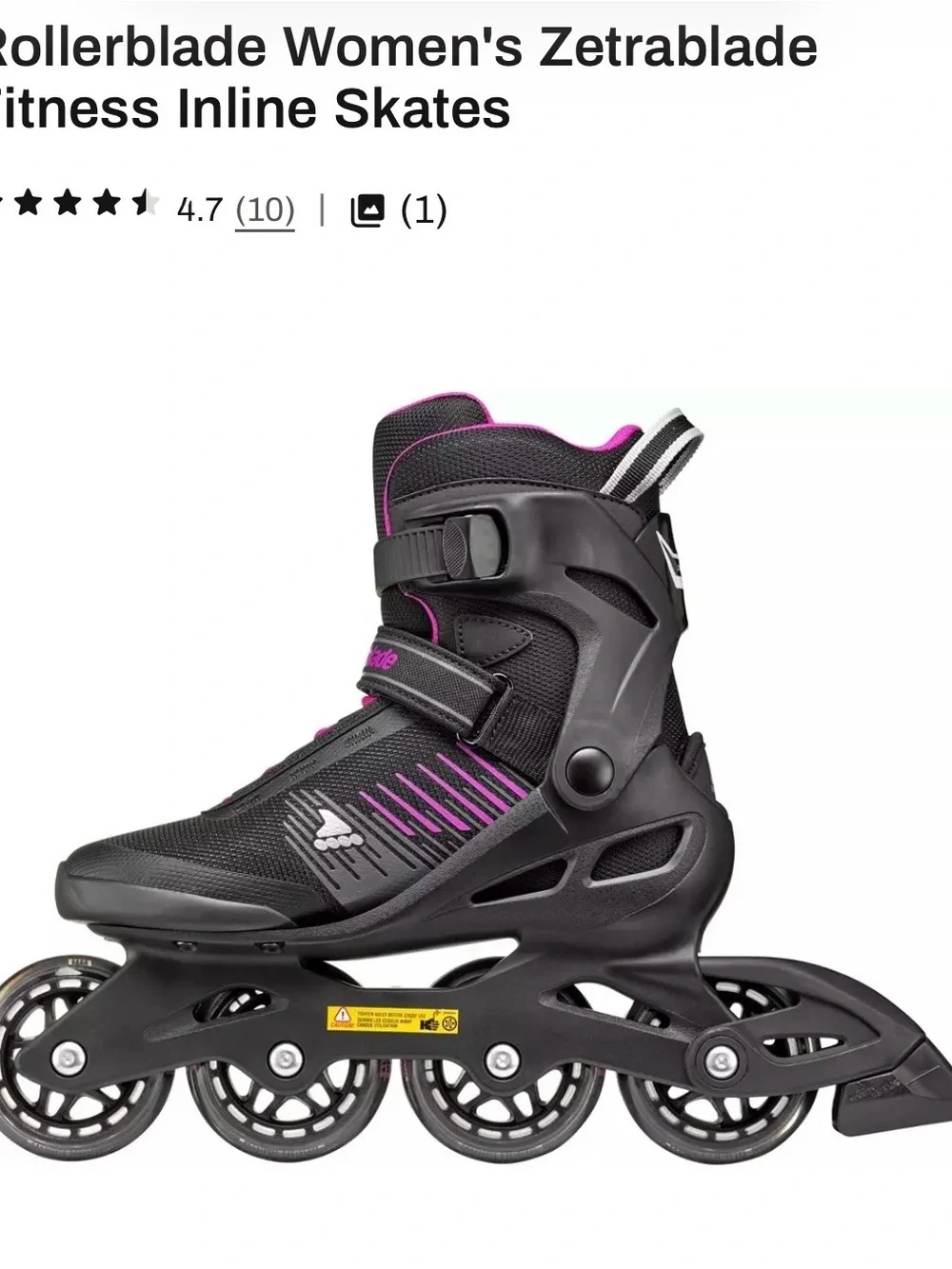 Rollerblade Women's Zetrablade Fitness Inline Skates - Black & Pink: size 8 - Picture 3 of 5
